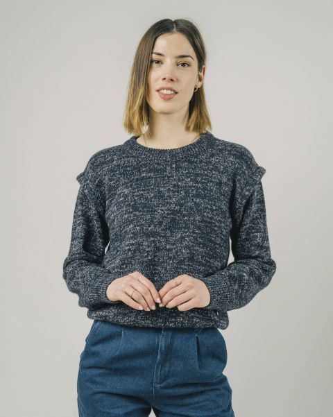 Women Retro Sweater Navy Knitwear Dependable